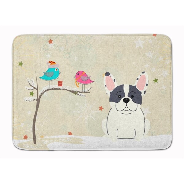 Carolines Treasures Christmas French Bulldog Piebald Machine Washable Memory Foam Mat BB2483RUG - main